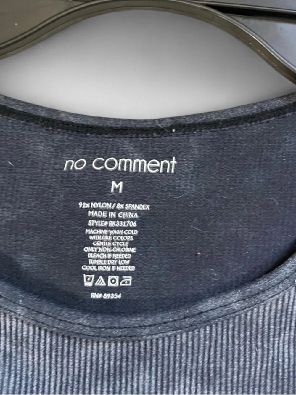 no comment Ribbed Tank Top in Washed Black - Picture 2 of 2